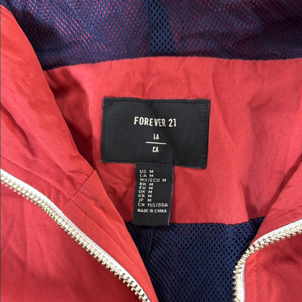 Forever 21 Navy With Red and White Full-zip Windbreaker Jacket Size Medium - Picture 3 of 10
